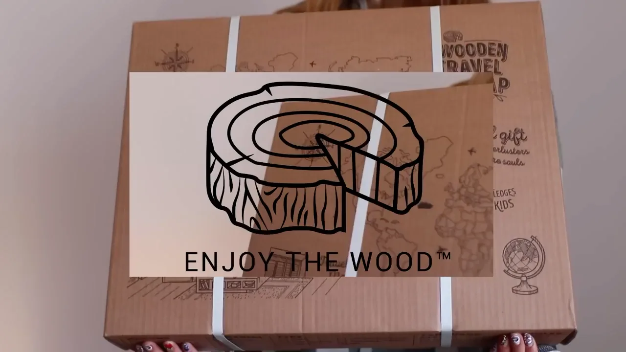 Wooden world map styled in a modern interior