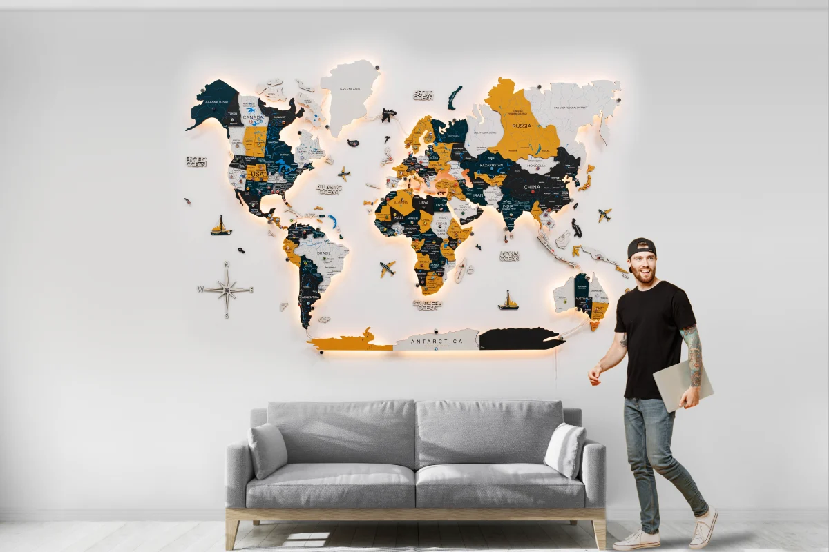 Wooden world map size 2XL