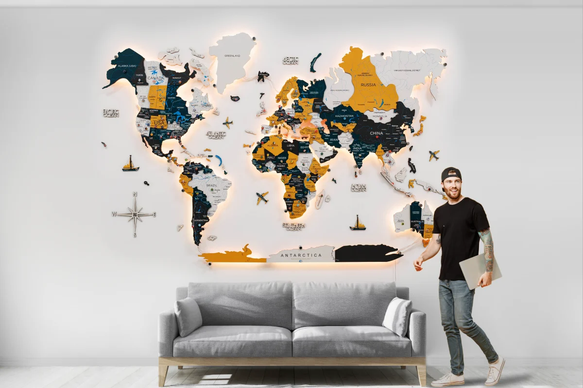 Wooden world map size 3XL
